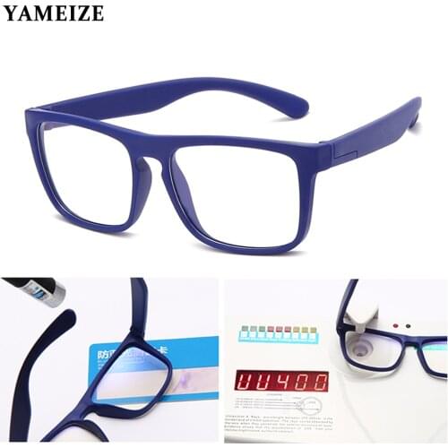 YAMEIZE Kids Anti Blue Light Glasses Children Silicone Soft Optical Square Frame Eyeware Boy Girls Computer Transparent Glasses