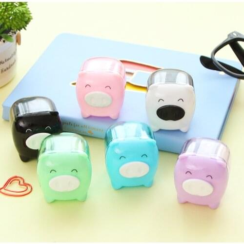 1 Pcs Deli Cute Kawaii Animal Pig Sweet Candy Colored Pencil Sharpener Korean Kids School Supplies Stationery