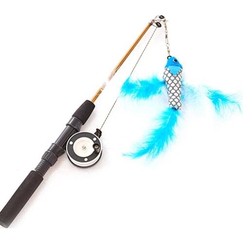 1PC Pet Cat Teaser Feather Toys Kitten Funny Retractable Rod Cat Wand Toys Fishing Pole Pet Cat Toys Interactive Stick