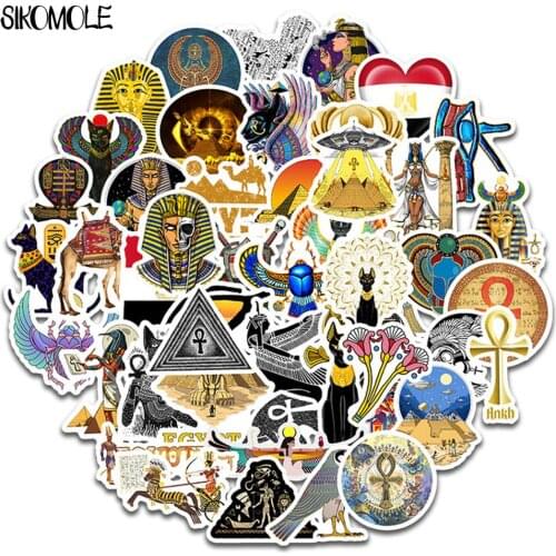 50PCS Retro Mummies Of Egyptian Pyramids Stickers For Guitar Kids Toy Motorcycle Skateboard Snowboard Luggage Decals Sticker F5