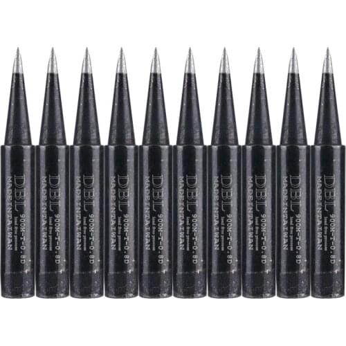 10Pcs/lot Lead-Free Soldering Iron Tip 900M-T-0.8D Black Welding Head BGA Repair Rework Tools For 936 937 Soldering Station