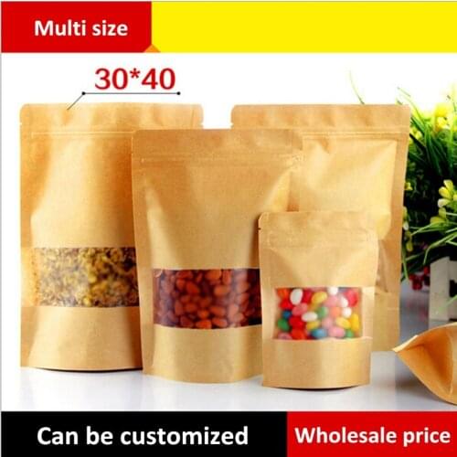 10PCS High Quality 30X40cm Frosted Kraft Paper Valve Bags Semi-transparent Doypack Bags Self Adhesive Food Packaging Bags