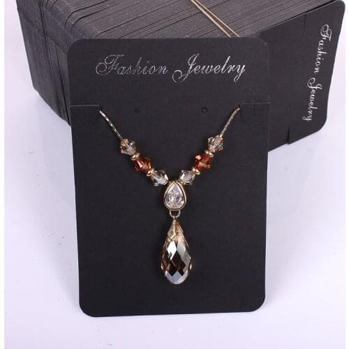 100pcs/lot Fashion Jewelry Necklace & Pendant Earring Card 10x6.8cm Black Paper Craft Card Hang Tag Jewelry Displays