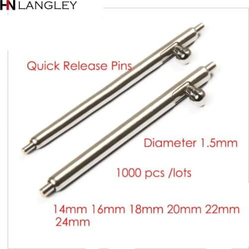 1000pcs/lots diameter 1.5mm size 12/14/16/18/20/22/24 mm Watch band Spring bar Quick Release pins Switch Parts For Smart Watches