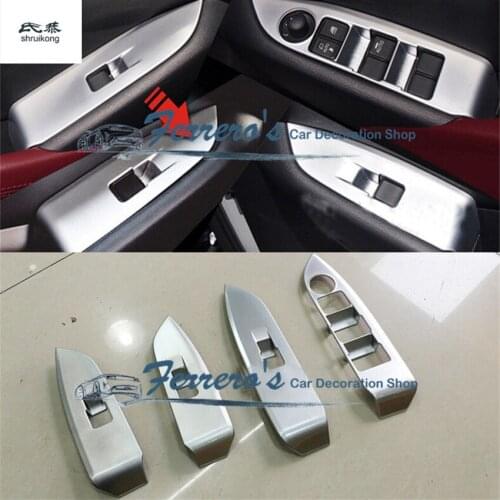 Free shipping ABS Chrome plated window lift panel decorative sequins 4pcs/set car accessories for Mazda CX-3 CX 3 CX3 2014-2016