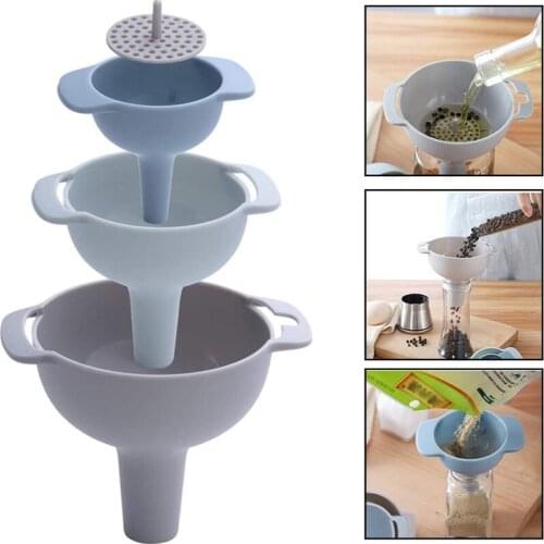 4-in-1 Funnels Set Oil Funnel Strainer Kitchen Tools Oil Water Spices Wine Flask Filter Funnel Plastic Kitchen Accessories