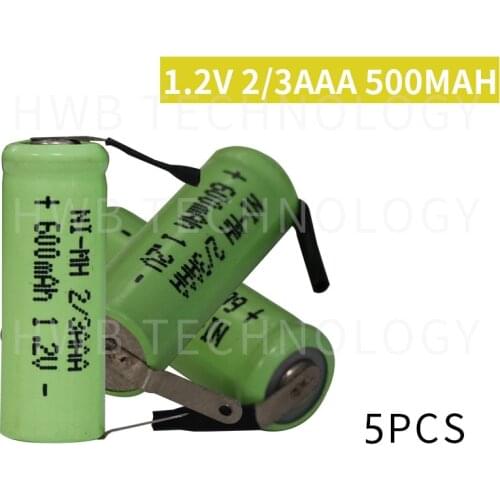 5 Pieces/lot KX Original New 1.2V 2/3AAA 500mAh Ni-Mh 2/3 AAA Ni-Mh Rechargeable Battery With Pins Free Shipping