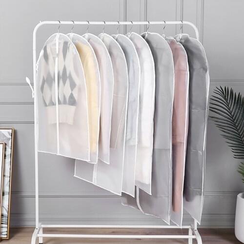 5 Pcs PEVA Translucent Garment Bag Covers For Clothes With Zipper Clothes Protector Dust Cover Storage Bag For Fur Coat Suit Bag