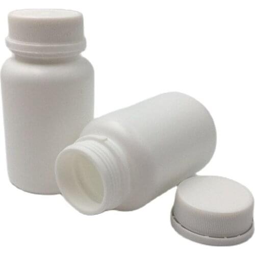 50pcs 100ml 100cc HDPE White Refillable Vitamin Capsules Bottles with Tamper Proof Caps