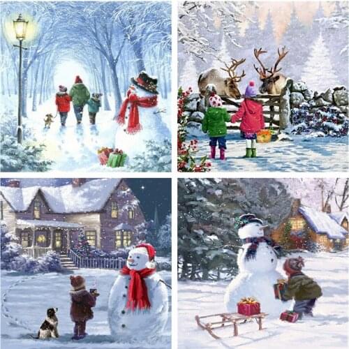 HUACAN Full Square 5d Diamond Painting Snowman DIY Diamond Embroidery Chiristmas Deer Mosaic Kids Needlework Home Decor