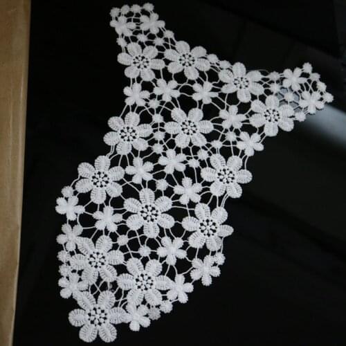 White Black Embroidered Lace Collar Neckline Venise Applique Embroidery Sewing on Patches Sewing Fabric Accessories