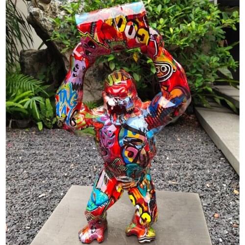 BIG MONKEY KING KONG HOME DECOR GORILLA SCULPTURE DECORATIVE WILD KONG OIL BARREL WITH CUFFS STATUE BIRTHDAY GIFT WEDDING R4715