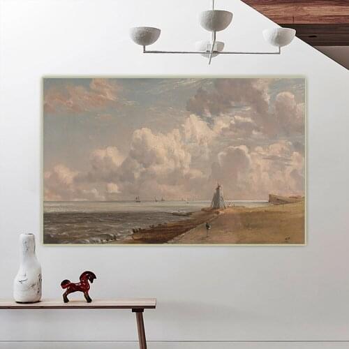Citon John Constable《Harwich lighthouse》Canvas Oil painting Artwork Poster Picture Backdrop Wall Decor Home Decoration