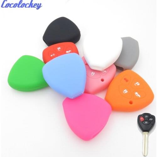 Cocolockey Silicone Car Key Cover Fit for TOYOTA Camry RAV4 Yaris Remote Key Case 4 Button No Logo