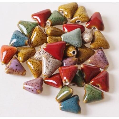 40pcs 16mm Triangle Beads DIY Ceramic Spacer Beads 2mm Hole Porcelain For Earrings Necklace Bracelet DIY Jewelry Making