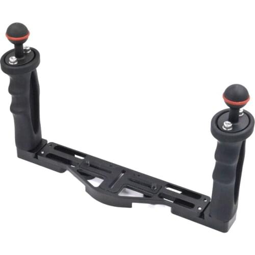 Dual handheld stabilizer diving underwater camera housings tray diving dome port flashlight grip waterproof camera holder