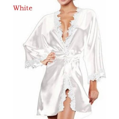 4 Colors Women Short Satin Bride Robe Summer Bridesmaid Nightwear Sexy Wedding Dressing Gown Lace Silk Kimono Bathrobe