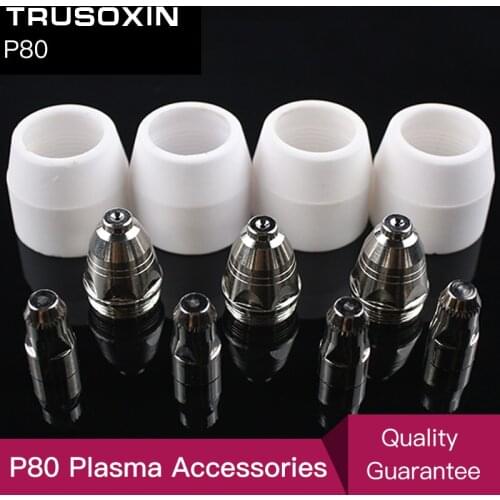 30pcs CUT80 LG80 80A Inverter Plasma Cutter P80 Cutting Machine Gun Consumable or Accessories Shield Porcelain Cup Electrode Tip