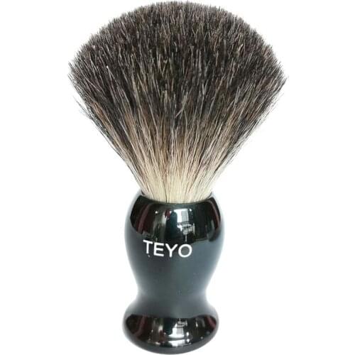 TEYO Black Badger Hair Shaving Brush of Resin Handle Perfect for Wet Shave Beard Brush