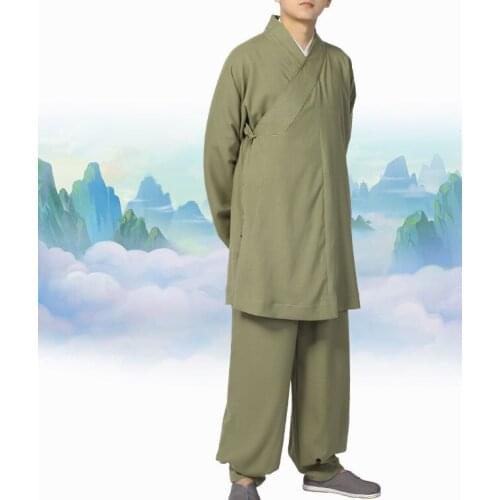Unisex Summer&Spring buddhist arhat suits shaolin monks abbot martial arts zen lay meditation clothing kung fu uniforms