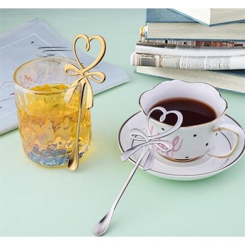 Creative stainless steel golden flower spoon_coffee spoon_cute long handle hanging cup stirring spoon stirring teaspoon