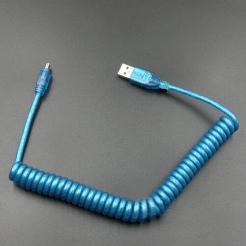 Micro Android Data Cable Spiral Wire Mechanical Keyboard mini USB Cable Magnetic Ring Shield Braid 15CM Blue Stretch Wire