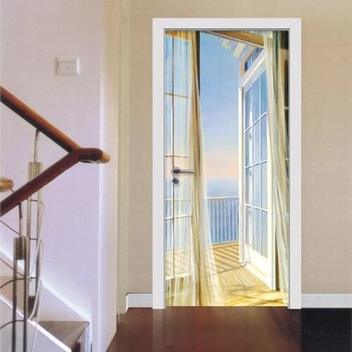 Sticker On The Door Self Adhesive Scenery Wallpaper Diy Print Picture Wall Art Home Decoration Mural Wardrobe Renovation Decal