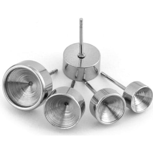20pcs/lot Stainless Steel Blank Earring Base Earring Setting Tray Cabochon Setting Earrings Accessories For DIY Charms Earrings