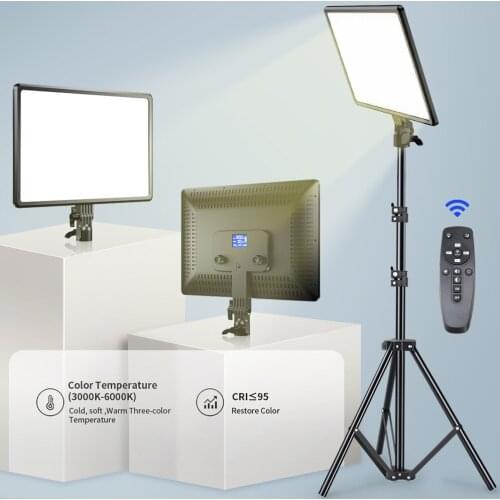 14 inch LED Video Light Panel Fill Lamp with Tripod Remote Control Dimmable 3200k-6000k Photography Lighting For Photo Studio