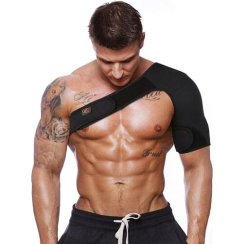 Adjustable Breathable Gym Sports Care Single Shoulder Support Back Brace Guard Strap Wrap Belt Band Pads Black Bandage Men/Women