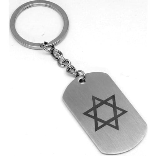 RONGQING 5pcs/lot stainless steel 316l chain Hexagram cosplay Hot Games Vintage Anime Key Cover Key Holder Keyring Jewelry Men