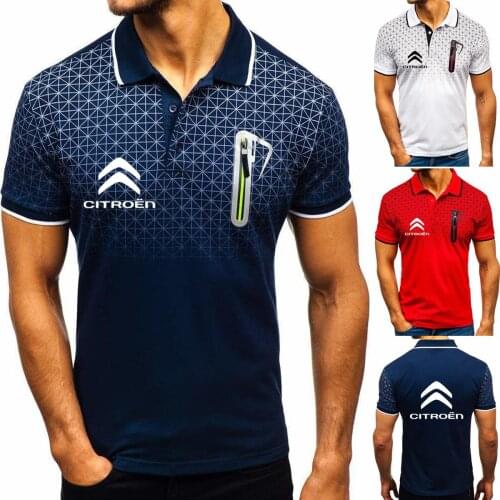 Summer new Mens tops Citroen Car Logo printing Casual Trend short sleeve Cotton Gradient High Quality Mens polo shirt