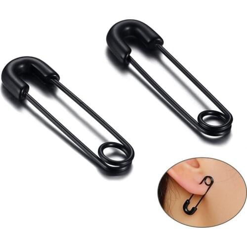 Cool Safety Pin Earrings for Women Man Jewelry 3 Color Stainless Steel Unisex aretes Bijoux