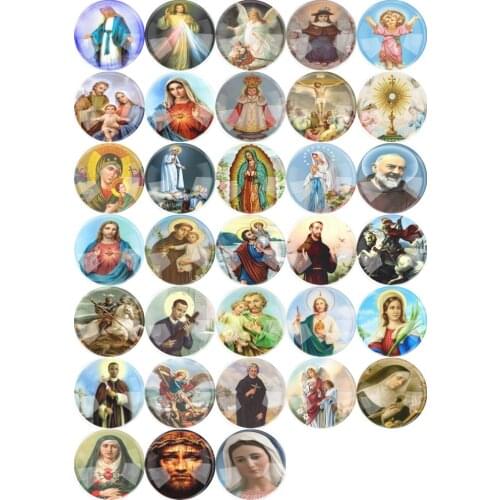 Mix Random 6 Size Glass Embroidery Cartoon Religious Flatback Camo Cabochon Domed DIY Jewelry Charm Photo Pendant Setting