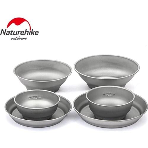 Naturehike Outdoor Titanium tableware Ultralight Camping Tableware Portable Bowl Dish Plate Cook Equipment For Hiking Picnic BBQ