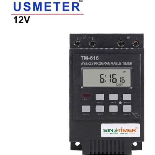 TM616 12V DC 30A Control Load 7 Days 17 ON/OFF Programmable 24hrs Digital Time Relay Timer Switch Electric Container Timer 12V