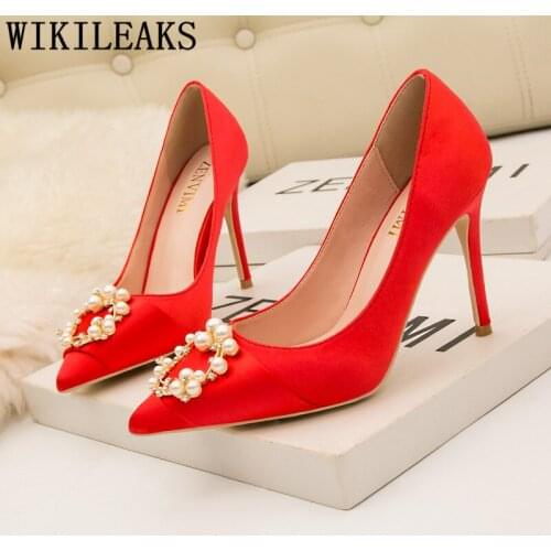 Pumps Black High Heels Pearl Shoes Woman Office Shoes Women Dress Shoes Women Ladies High Heels Zapatos De Novia Туфли Женские