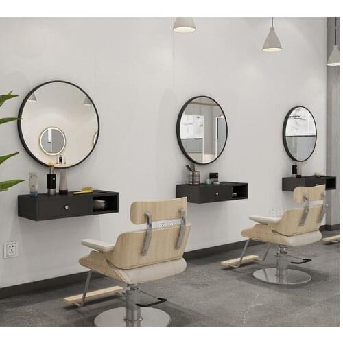 Aluminum frame barber shop mirror beauty salon shop mirror integrated round single mirror hair salon mirror wall mirror