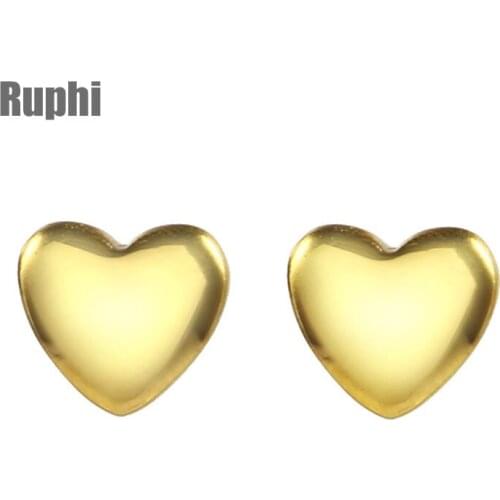 Fashion Love Heart gold Stud Earrings titanium steel womens body piercing sweet heart-shaped Earrings