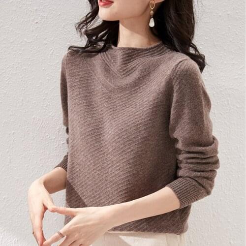 LHZSYY Half High Neck Cashmere Sweater Women 2020 New Fall/Winter Pullover Fashion Loose Short Pure Wool Knitted Bottoming Shirt
