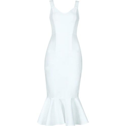 2020 Summer Dress Sexy Women Bandage Elegant Midi Club Elegant Plus Sizes Dress Celebrity Bodycon White Women Clothes