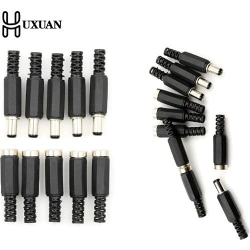 10pcs/set 12V/3A DC Power Female Plug Jack + Male Plug Jack Connector Socket Adapter Female Plug And Male Plug 5.5x2.1mm