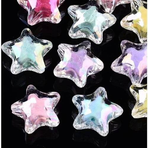 20pcs Transparent Acrylic Star Beads in Bead for jewelry making DIY Bracelet Necklace Accessories 19x20x11mm, Hole: 3mm