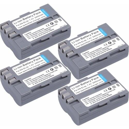 4Pcs Probty EN-EL3e EN EL3e ENEL3e Battery for Nikon D30 D50 D70 D70S D90 D80 D100 D200 D300 D300S D700 Digital Camera 2400mAh
