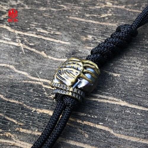 925 Silver Original Handmade Extraterrestrial Alien Shaped Skull Knife Beads EDC Umbrella Rope Knife Beads Necklace Accessories