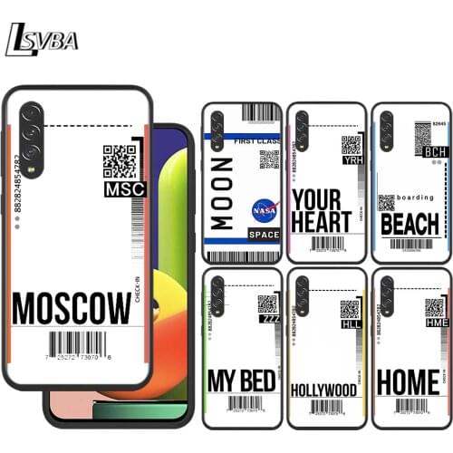 Air Ticket Travel for Samsung Galaxy A90 A80 A70 A60 A50 A40 M30 A20E A2Core A10S A10E Silicon Soft Black Phone Case