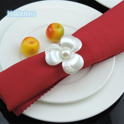 Free Shipping 12pcs/lot Camellia Flower Serviette Holder Napkin Rings For Hotel Wedding Banquet Restaurant Decors Table Decors