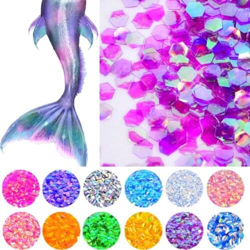 1 Bottle 2g Fish Scale Nail Sequins Mermaid Hexagon Glitter Sheets For DIY Manicure Nail Art Tips Decorations