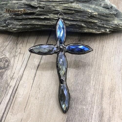 Large Glass Crystal Gun Black Cross Necklace Pendant,Hand made Soldered Bohemian Supply Jewelry MP210508