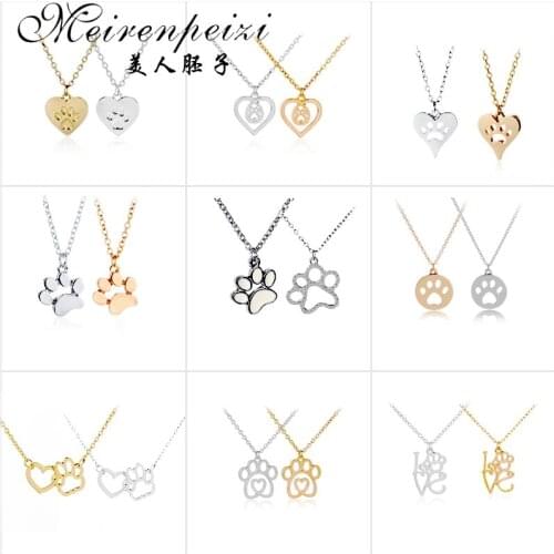 New Cat and Dog Choker Necklace Charm Puppy Heart Pendants Necklaces Animal cat Memorial Jewelry Gift for Pet Lover